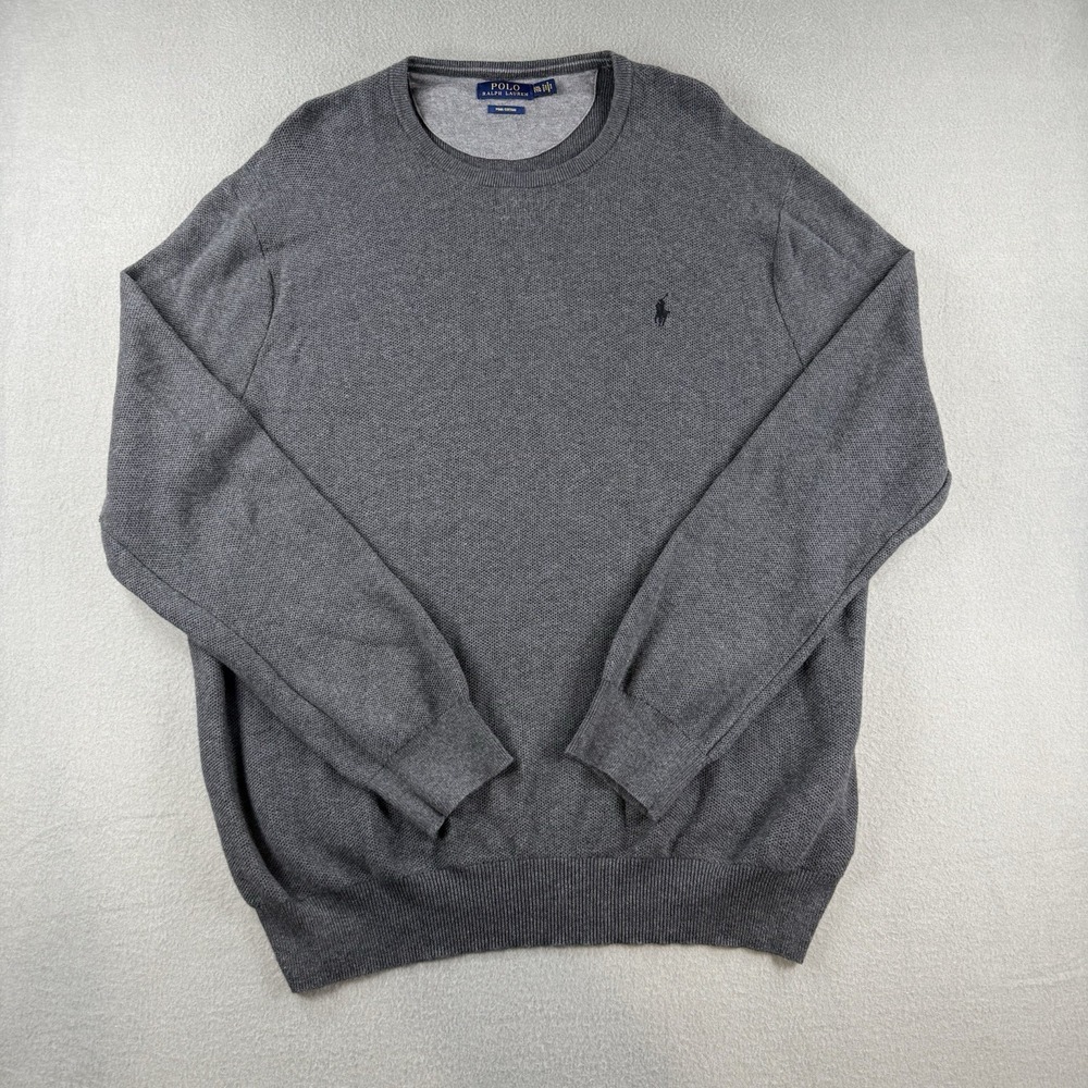 Polo Ralph Lauren Mens XXL Charcoal Pima Cotton Crewneck Sweater Knit Pullover